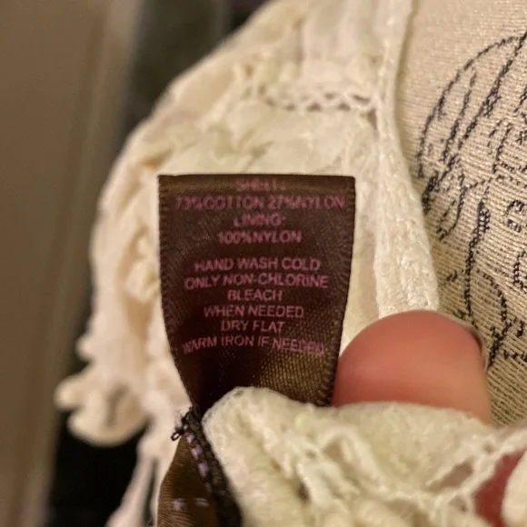 Trulli Ivory white sheer lace floral dress shortsleeve size XS​ - Picture 8 of 8